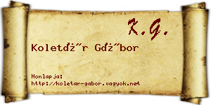 Koletár Gábor névjegykártya
